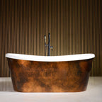 “Calypso-DACSK73” 73" x 32.5"  French Bateau Bathtub with “Aged Copper Leaf” Exterior Finish
