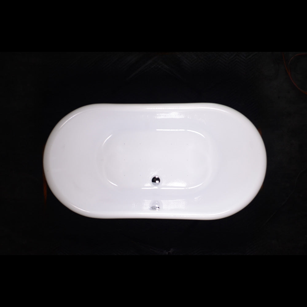 “Calypso-UGLBTSK59” 59"  French Bateau Skirted Bathtub with “Umber Washed Gold Leaf” Exterior Finish