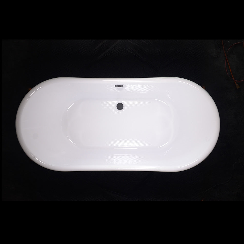 “Calypso Pisces67UGLSK” 67" x 32"  French Bateau Skirted Bathtub with “Umber Washed Gold Leaf” Exterior Finish