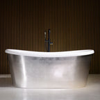 “Calypso-USLBTSK59” 59" x 31.5" French Bateau Skirted Bathtub with “Umber Washed Silver Leaf” Exterior Finish