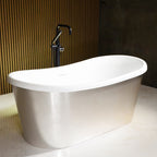 “Calypso-USLBTSK59” 59" x 31.5" French Bateau Skirted Bathtub with “Umber Washed Silver Leaf” Exterior Finish