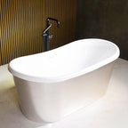 “Calypso-USLBTSK59” 59" x 31.5" French Bateau Skirted Bathtub with “Umber Washed Silver Leaf” Exterior Finish