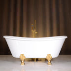 “Calypso-BTClawWH67” 67 Inch CoreAcryl Acrylic French Bateau Clawfoot Tub in “High Gloss White” Interior and Exterior