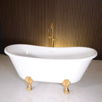“Calypso-BTClawWH67” 67 Inch CoreAcryl Acrylic French Bateau Clawfoot Tub in “High Gloss White” Interior and Exterior