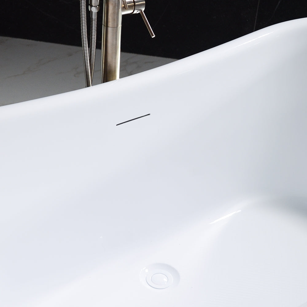 “LuxWide Calypso-WHBTSK59” 59" x 31.5" French Bateau Skirted Bathtub with “High Gloss White” Exterior Finish