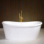 “Calypso-WHBTSK73” 73" x 32.5" French Bateau Skirted Bathtub with “High Gloss White” Exterior Finish