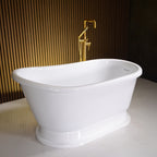 “Calypso Iris-54WH” 54 InchCoreAcryl Acrylic Swedish Slipper Pedestal Tub “High Gloss White” Interior and Exterior