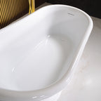 “Calypso Iris-54WH” 54 InchCoreAcryl Acrylic Swedish Slipper Pedestal Tub “High Gloss White” Interior and Exterior
