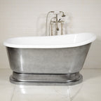 “Calypso Iris-58-ACH” 58 Inch White CoreAcryl Acrylic Swedish Slipper Pedestal Tub “Aged Chrome” Exterior