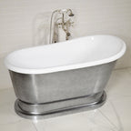 “Calypso Iris-58-ACH” 58 Inch White CoreAcryl Acrylic Swedish Slipper Pedestal Tub “Aged Chrome” Exterior