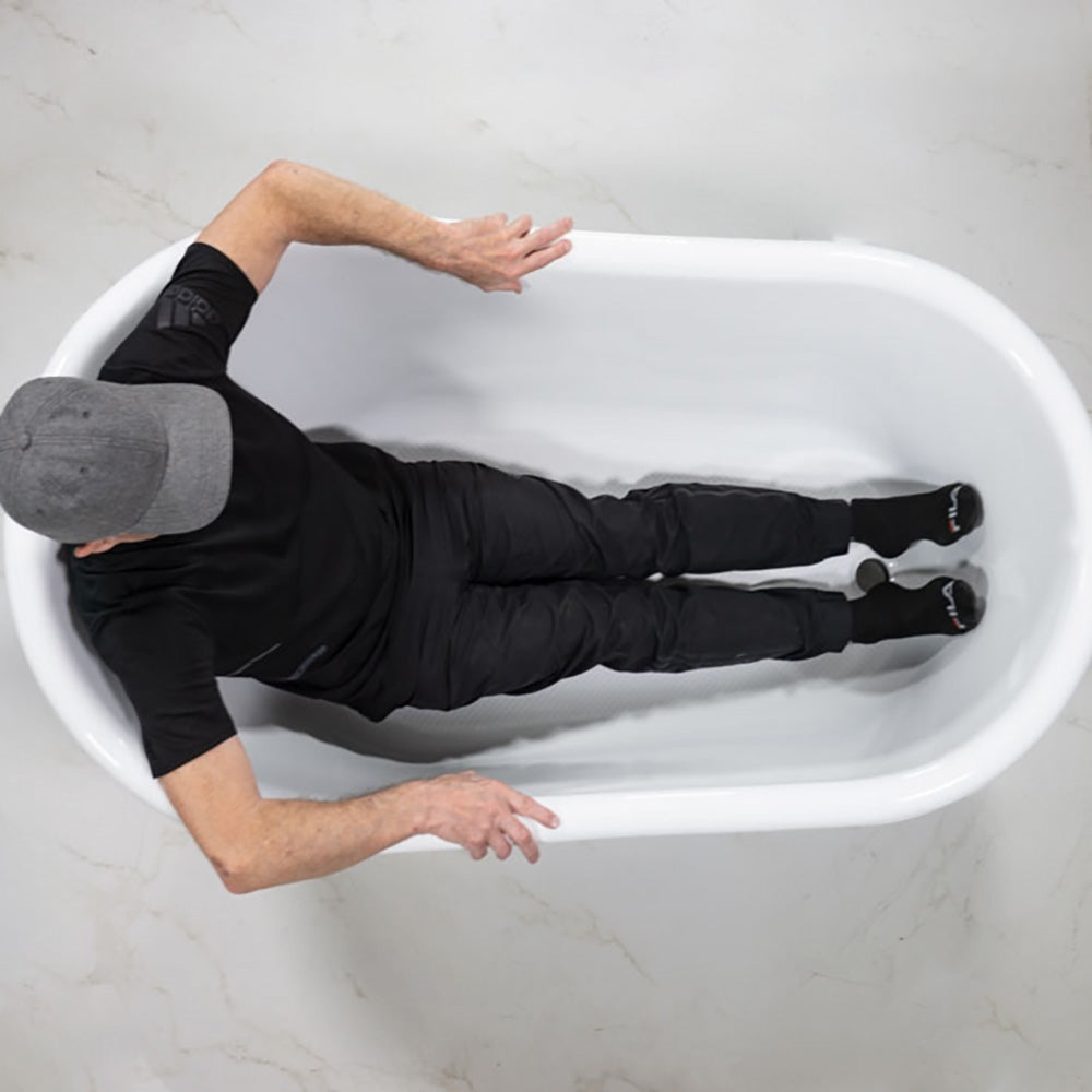 “Calypso Iris-58-UGSLPD” 58 Inch White CoreAcryl Acrylic Swedish Slipper Pedestal Tub “Umber Washed Gold Leaf” Exterior