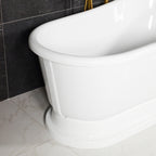 “Calypso Iris-58WH” 58 Inch CoreAcryl Acrylic Swedish Slipper Pedestal Tub “High Gloss White” Interior and Exterior