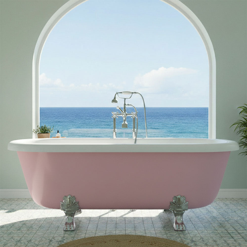 75" Air Jetted Water Heated Clawfoot Tub – SanSiro SS75NAirSpa Reinforced Acrylic