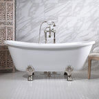 “HLBT59FPK All Inclusive” 59" Hotel Collection  Heavy Duty Double Skin Acrylic French Bateau Clawfoot Tub and Faucet Package