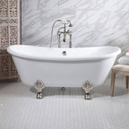 “HLBT59FPK All Inclusive” 59" Hotel Collection  Heavy Duty Double Skin Acrylic French Bateau Clawfoot Tub and Faucet Package