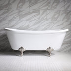 “HLBT67” 67" Hotel Collection CoreAcryl Acrylic French Bateau Clawfoot Tub with Feet