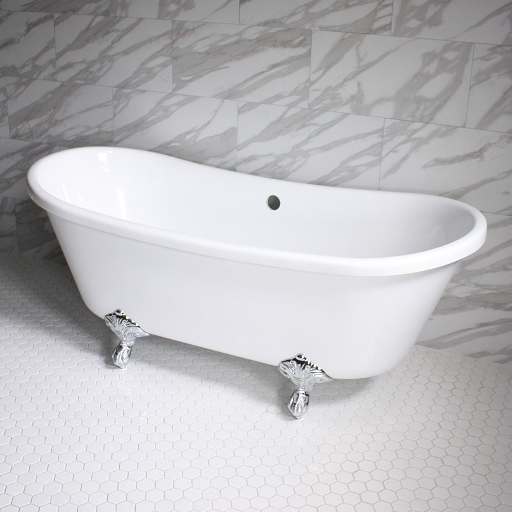 “HLBT67” 67" Hotel Collection CoreAcryl Acrylic French Bateau Clawfoot Tub with Feet