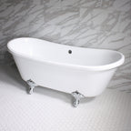 “HLBT67” 67" Hotel Collection CoreAcryl Acrylic French Bateau Clawfoot Tub with Feet
