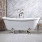 “HLBT67FPK All Inclusive” 67" Hotel Collection  Heavy Duty Double Skin Acrylic French Bateau Clawfoot Tub and Faucet Package