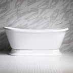 “HLBTPD73” 73" Hotel Collection CoreAcryl Acrylic French Bateau Pedestal Tub with Base