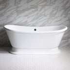 “HLBTPD73” 73" Hotel Collection CoreAcryl Acrylic French Bateau Pedestal Tub with Base