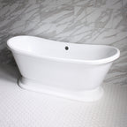 “HLBTPD73” 73" Hotel Collection CoreAcryl Acrylic French Bateau Pedestal Tub with Base