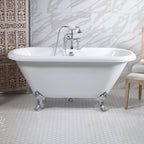 “HLDBL59FPK All Inclusive” 59" Hotel Collection  Heavy Duty Double Skin Acrylic Double Ended Clawfoot Tub and Faucet Package