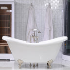 “HLDS59FPK All Inclusive” 59" Hotel Collection  Heavy Duty Double Skin Acrylic Double Slipper Clawfoot Tub and Faucet Package