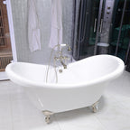 “HLDS59FPK All Inclusive” 59" Hotel Collection  Heavy Duty Double Skin Acrylic Double Slipper Clawfoot Tub and Faucet Package