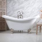 “HLDS59FPK All Inclusive” 59" Hotel Collection  Heavy Duty Double Skin Acrylic Double Slipper Clawfoot Tub and Faucet Package
