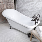 “HLSL57FPK All Inclusive” 57" Hotel Collection  Heavy Duty Double Skin Acrylic Single Slipper Clawfoot Tub and Faucet Package