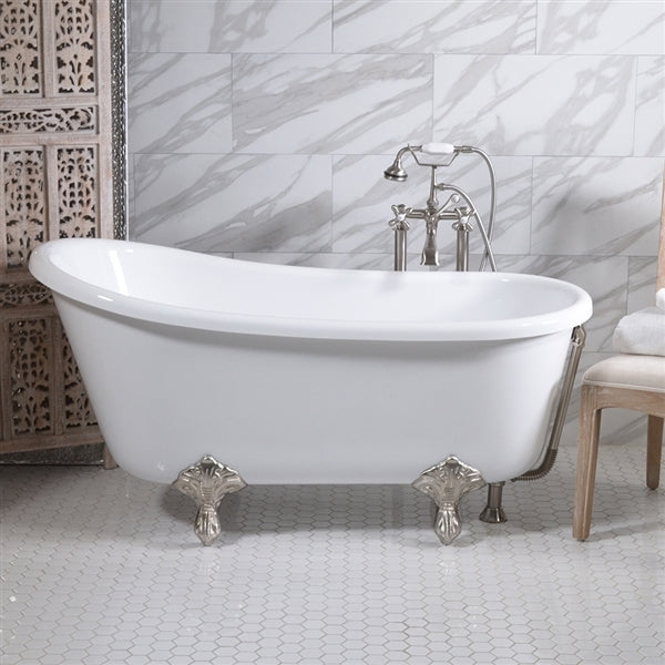 “HLSW54” 54" Hotel Collection CoreAcryl Acrylic Swedish Slipper Clawfoot Tub with Feet