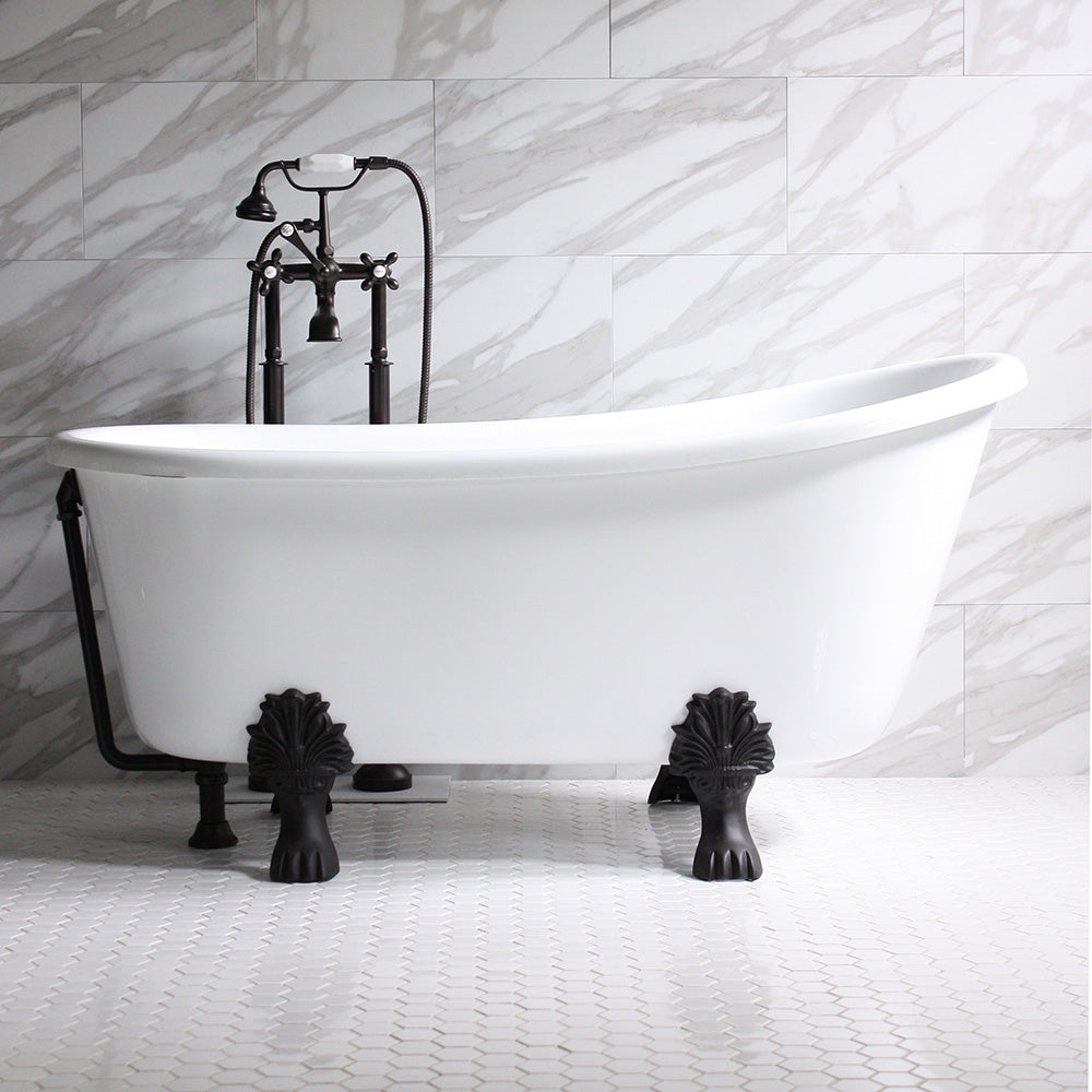 “HLSW54” 54" Hotel Collection CoreAcryl Acrylic Swedish Slipper Clawfoot Tub with Feet