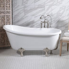 “HLSW54FPK All Inclusive” 54" Hotel Collection  Heavy Duty Double Skin Acrylic Swedish Slipper Clawfoot Tub and Faucet Package