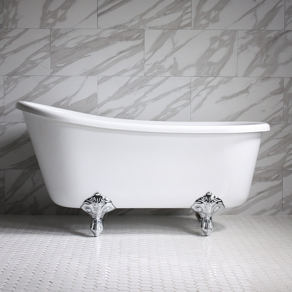 “HLSW62” 62" Hotel Collection CoreAcryl Acrylic Swedish Slipper Clawfoot Tub with Feet