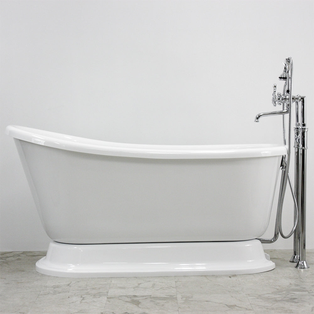 “HLSWPD58” 58" Hotel Collection CoreAcryl Acrylic Swedish Slipper Pedestal Tub with Base