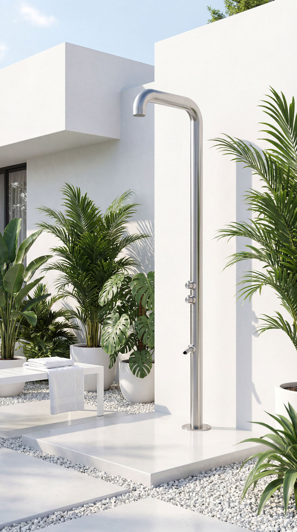 “Nautilus” 316 Stainless Steel Freestanding Outdoor or Indoor Shower