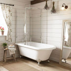 “OASIS 59 SHPK” 59" Extra Wide Classic Clawfoot Shower Tub with Clear Tempered Glass Shower Enclosure Package