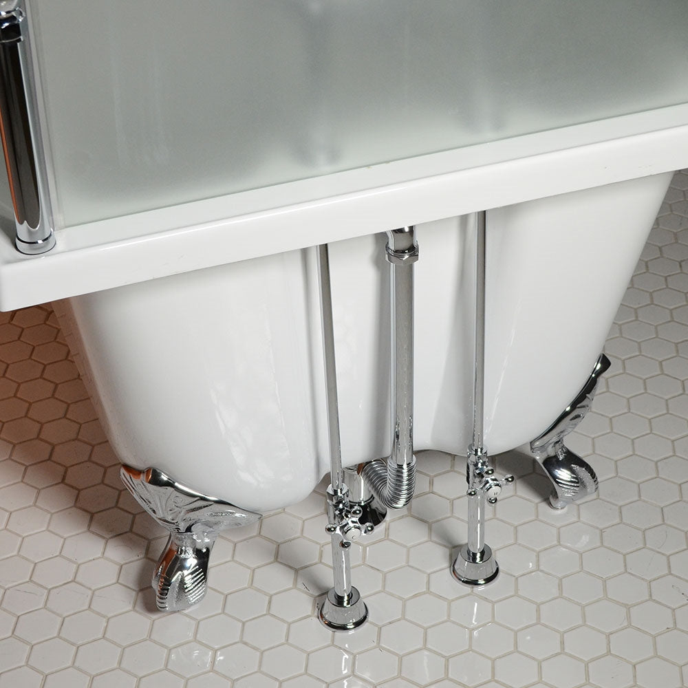 “OASIS 59 SHPK” 59" Extra Wide Classic Clawfoot Shower Tub with Clear Tempered Glass Shower Enclosure Package