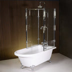 “OASIS 65 SHPK” 65" Extra Wide Classic Clawfoot Shower Tub with Clear Tempered Glass Shower Enclosure Package