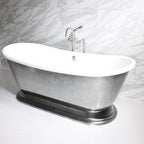 “SanSiro Christoforo-AIR73” Freestanding 73 Inch “Variable Speed Air Jetted” CoreAcryl Acrylic French Bateau Pedestal Bathtub