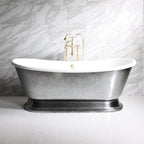 “SanSiro Christoforo-AIR73” Freestanding 73 Inch “Variable Speed Air Jetted” CoreAcryl Acrylic French Bateau Pedestal Bathtub