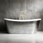 “SanSiro Calypso-Air67SKACH Heated Air Jetted” 67" French Bateau Skirted Tub with Aged Chrome Finish Exterior