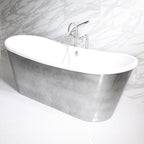 Standard Wide “Ginevra67” 67" CoreAcryl WHITE French Bateau Acrylic Skirted Tub with Aged Chrome Exterior plus Drain