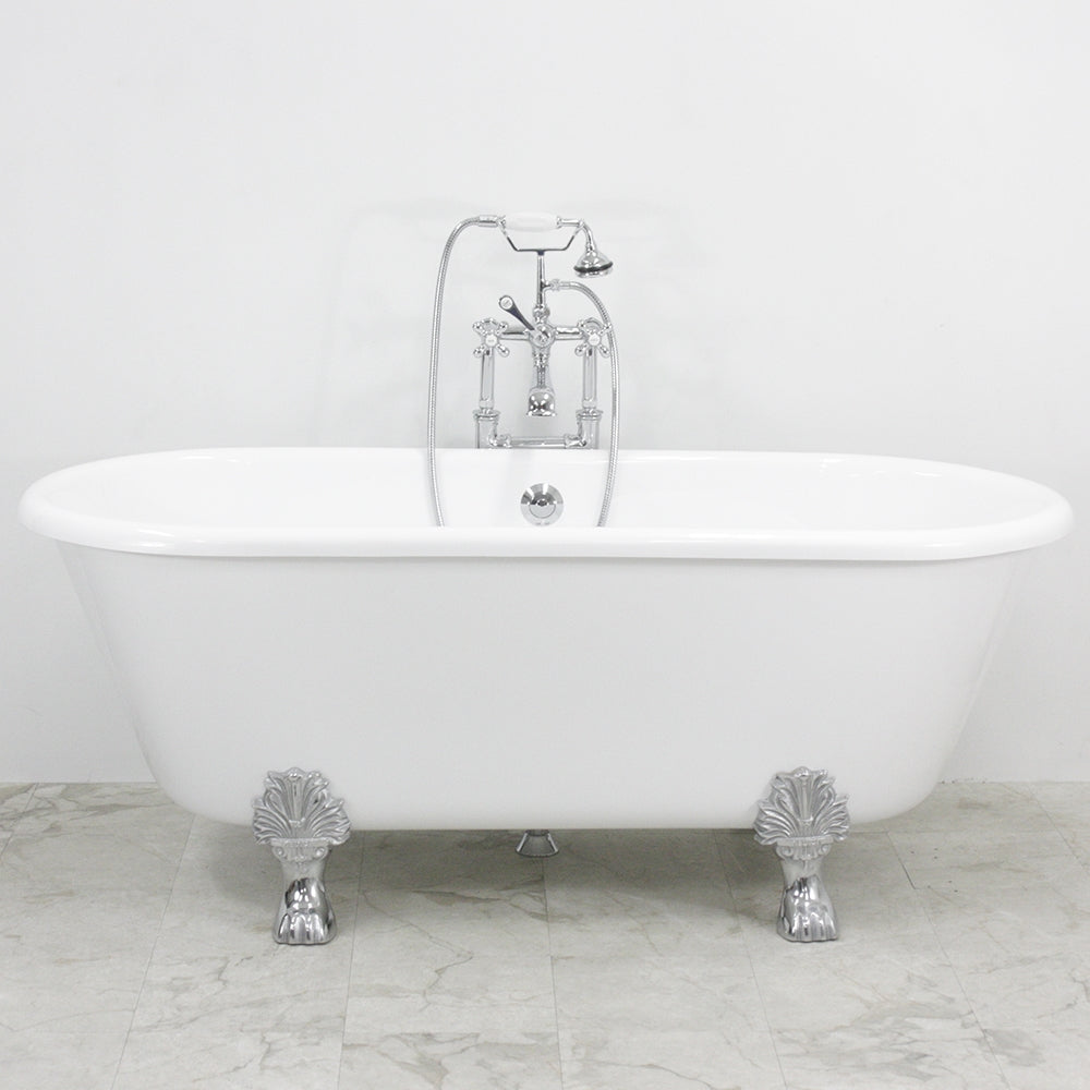 “HLDB67FPK All Inclusive” 67" Hotel Collection  Heavy Duty Double Skin Acrylic Double Ended Clawfoot Tub and Faucet Package