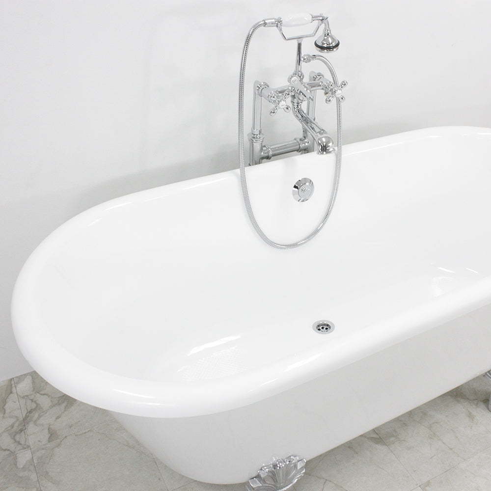 “HLDB67FPK All Inclusive” 67" Hotel Collection  Heavy Duty Double Skin Acrylic Double Ended Clawfoot Tub and Faucet Package