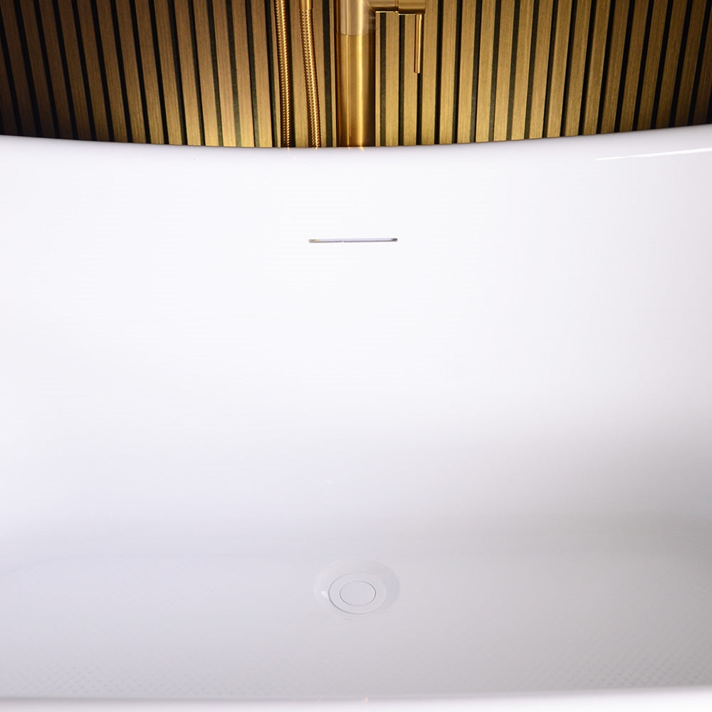 “SanSiro Biarritz S67LA” 67 Inch “Water and Air Jetted” Lightly Aged Solid Copper Shell French Bateau Bathtub with Thick CoreAcryl Acrylic Interior