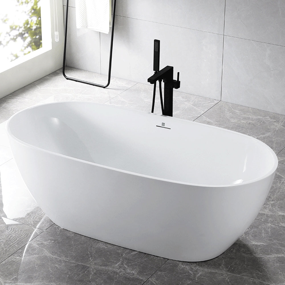 “SanSiro Aquino 59CAJ Heated Air Jetted” 59 x 32 inch Center Drain Freestanding Acrylic Bathtub