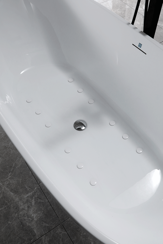 “SanSiro Aquino 59CAJ Heated Air Jetted” 59 x 32 inch Center Drain Freestanding Acrylic Bathtub