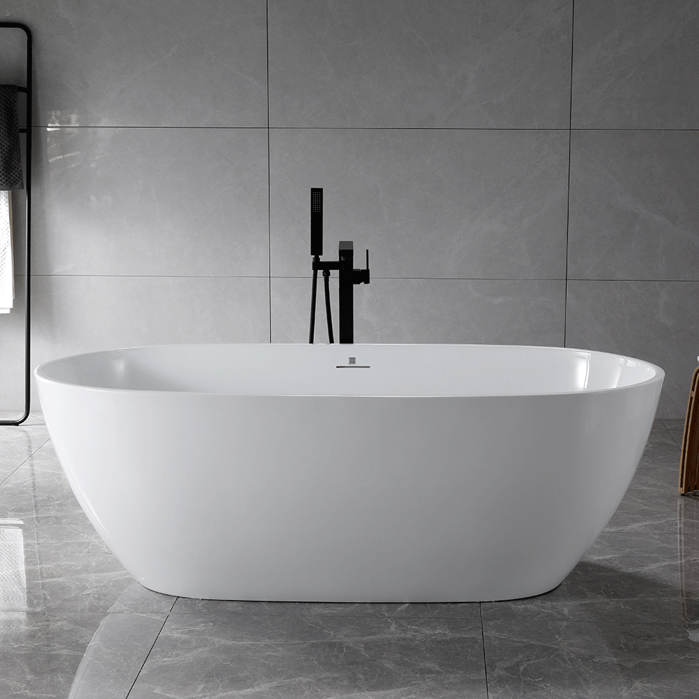 “SanSiro Aquino 63CAJ Heated Air Jetted” 63 x 32 inch Center Drain Freestanding Acrylic Bathtub